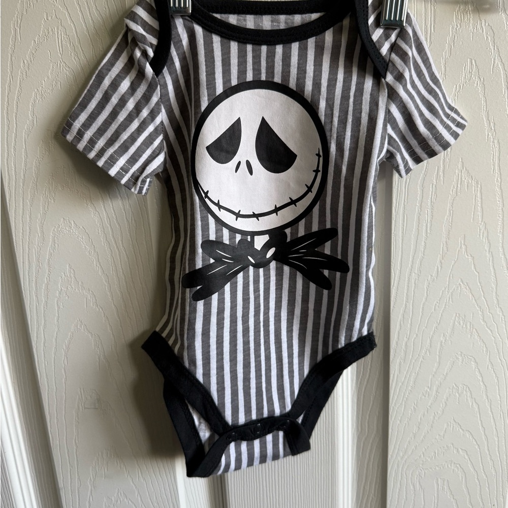 Disney Black and Gray Striped Bodysuit